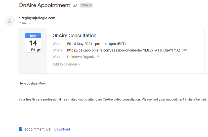 Recipient's Appointment